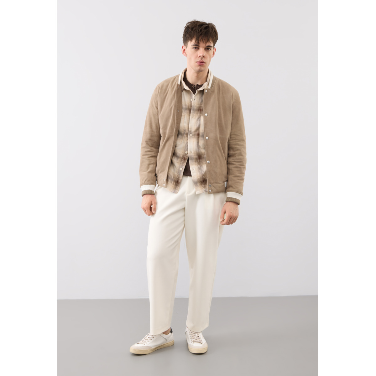 Bolongaro Trevor Ellis Bomber Lederjacke beige