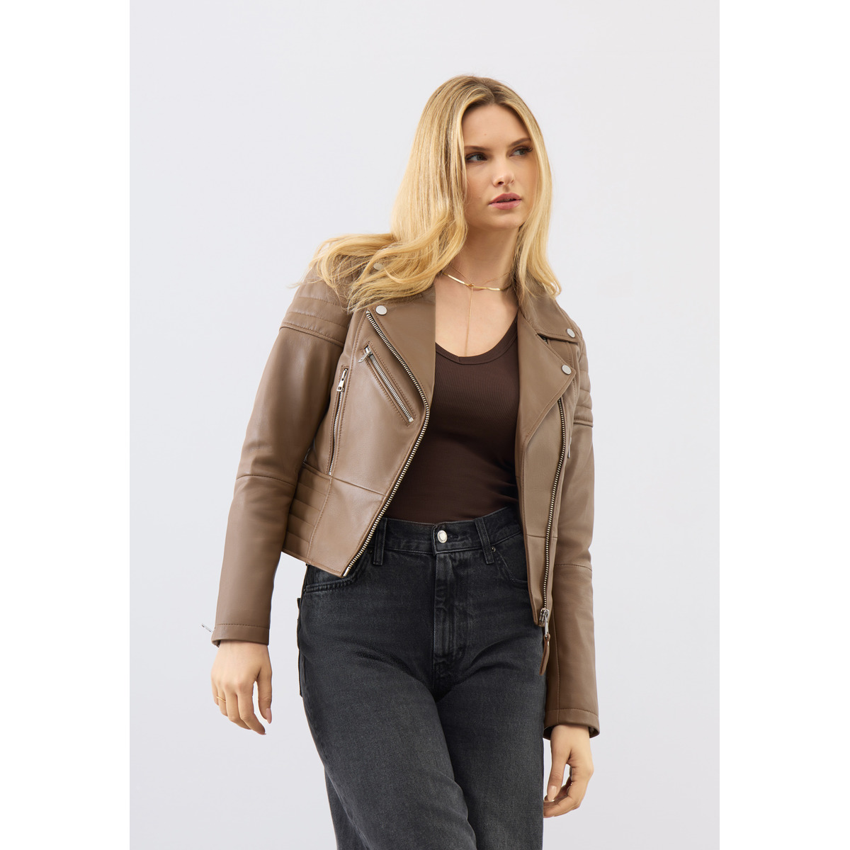 Bolongaro Trevor Jasmine Biker Lederjacke braun