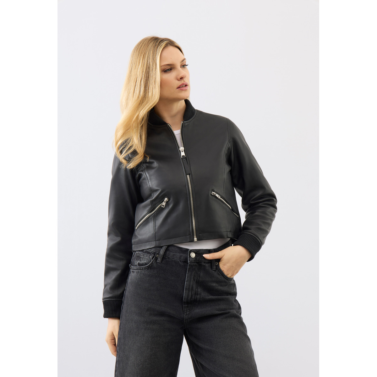 Bolongaro Trevor Darcie Bomber Lederjacke schwarz