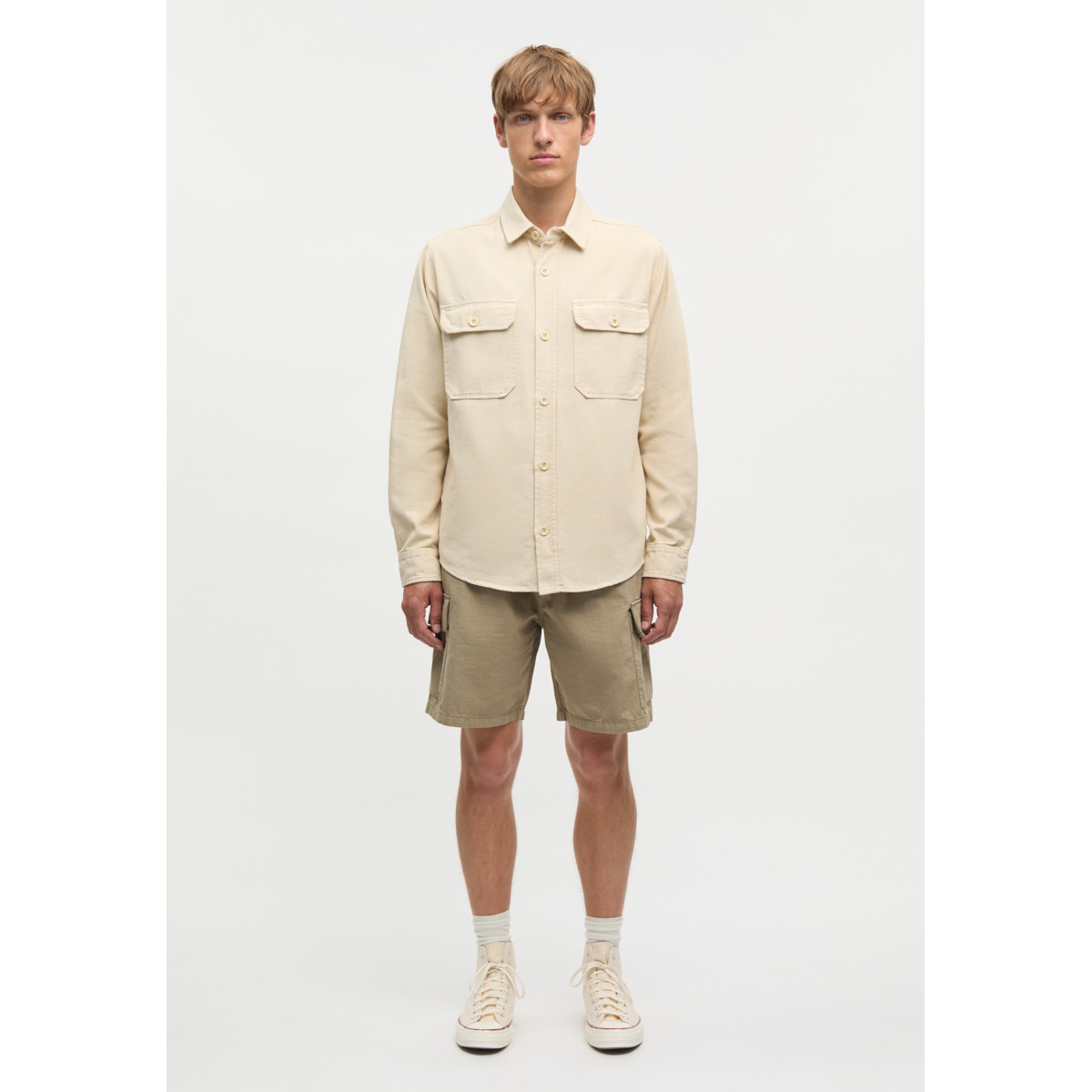 Mads Norgaard Dyed Canvas Skyler Langarmhemd grau