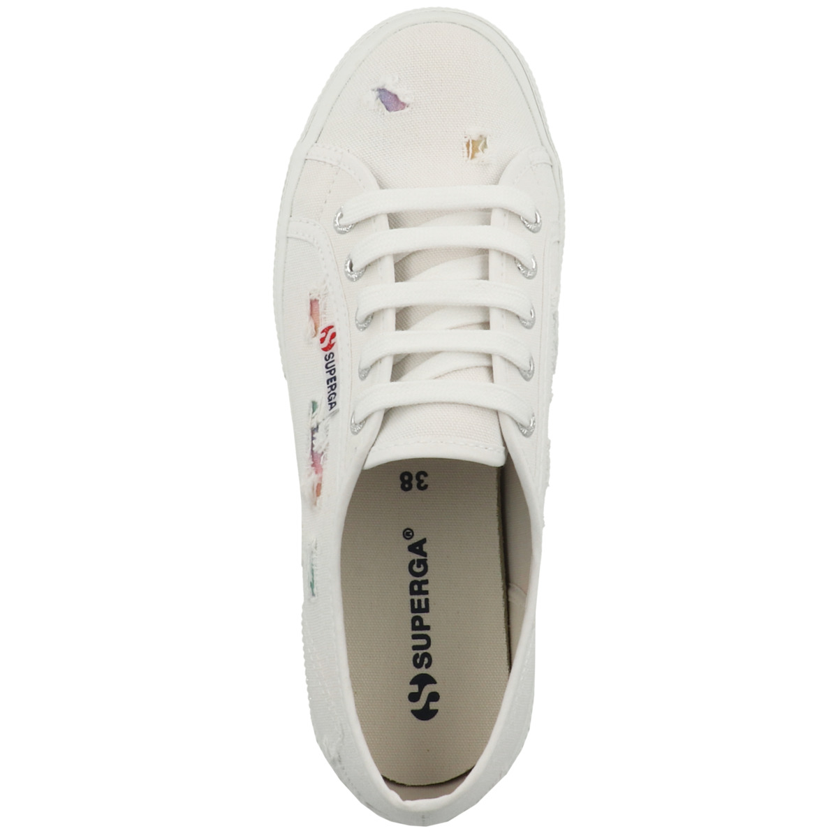 Superga 2750 Ripped Multicolor Cotton Sneaker weiss