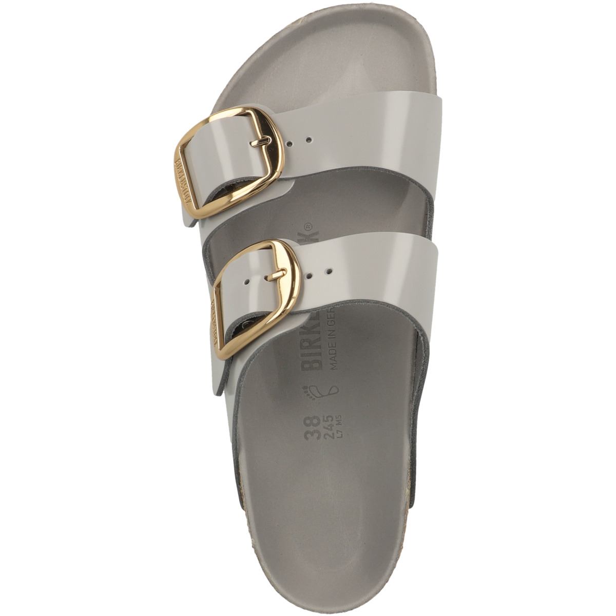 Birkenstock Arizona Big Buckle Naturleder Lack Sandale normal hellgrau