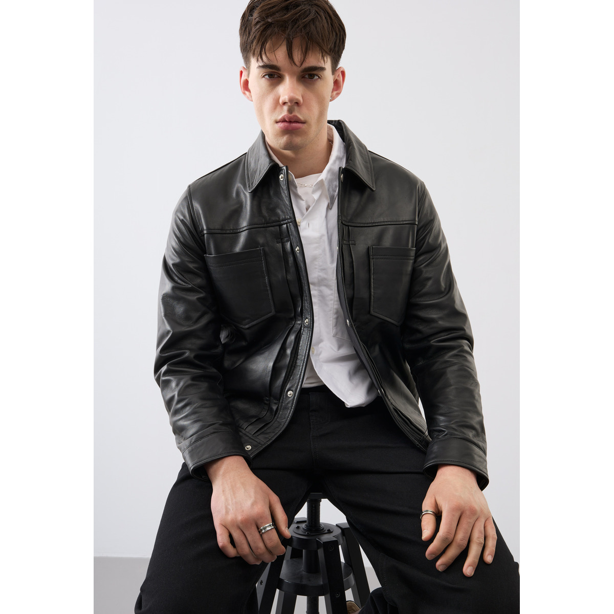 Bolongaro Trevor Felix Trucker Lederjacke schwarz