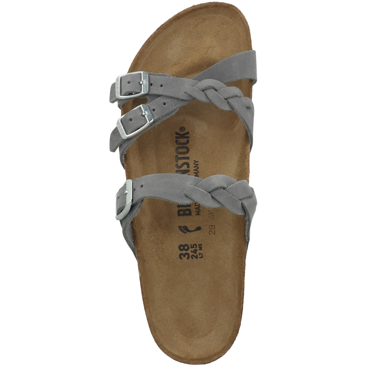 Birkenstock Franca Braided geöltes Naturleder Sandale schmal grau