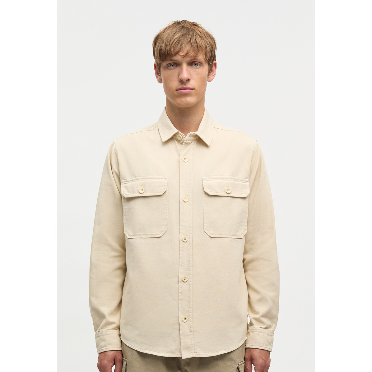 Mads Norgaard Dyed Canvas Skyler Langarmhemd grau