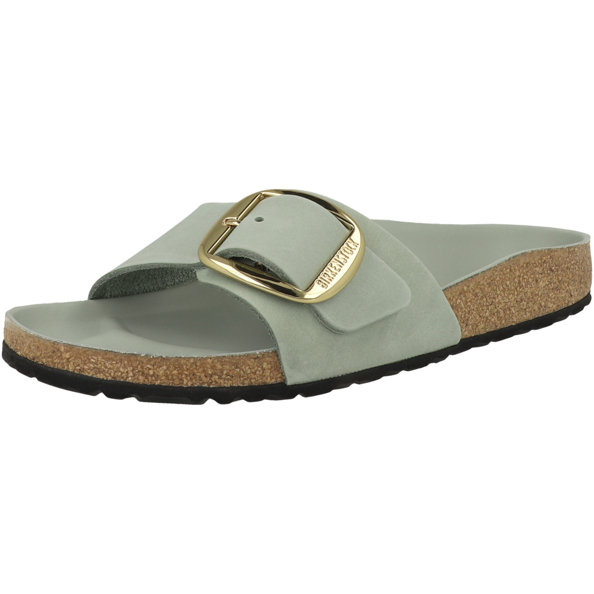 Birkenstock Madrid Big Buckle geöltes Nubukleder Sandale schmal hellgruen