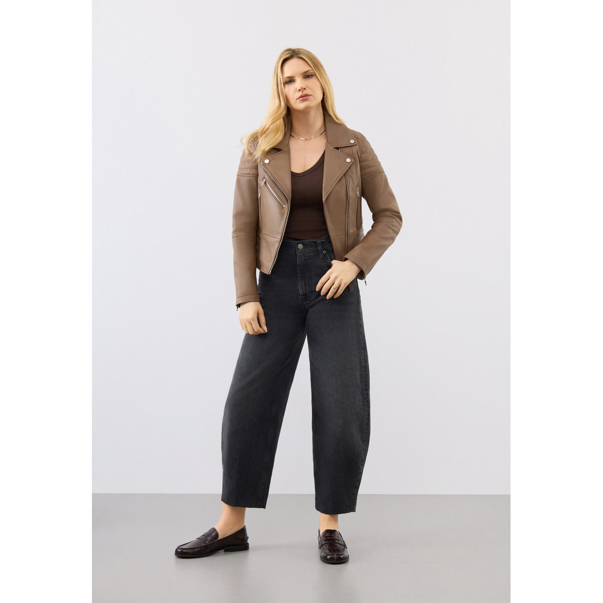 Bolongaro Trevor Jasmine Biker Lederjacke braun