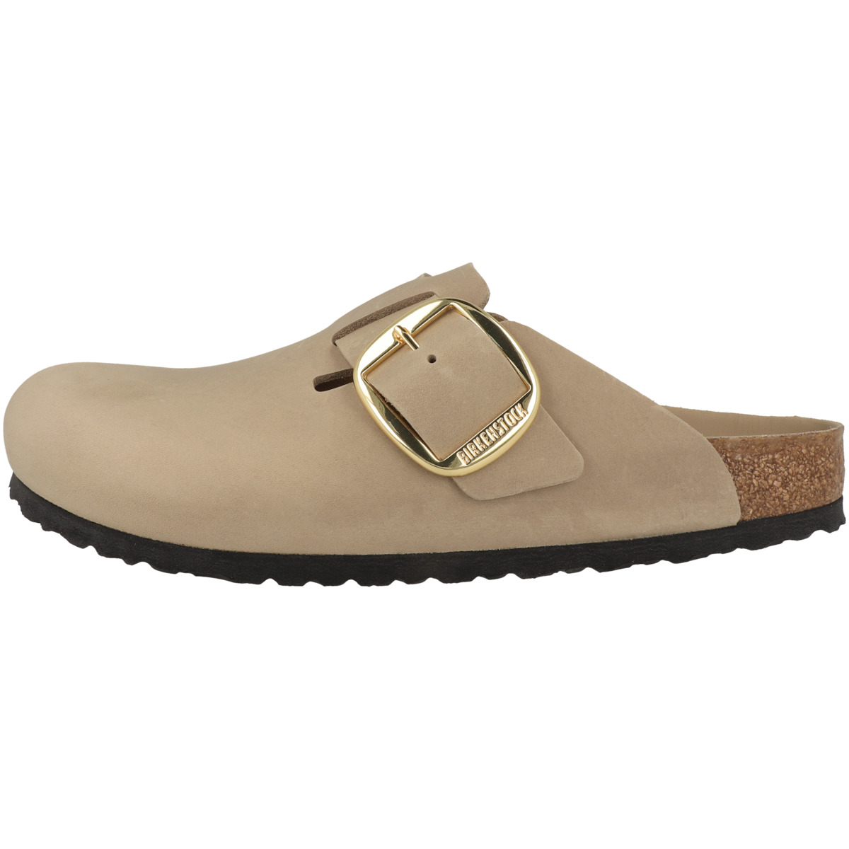 Birkenstock Boston Big Buckle Nubukleder geölt Clogs schmal hellbraun