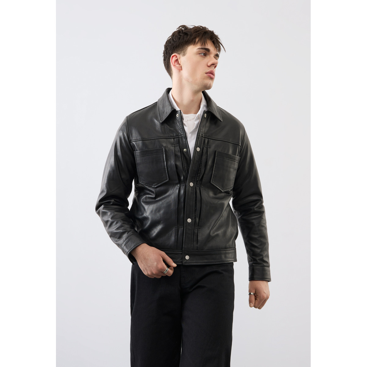 Bolongaro Trevor Felix Trucker Lederjacke schwarz