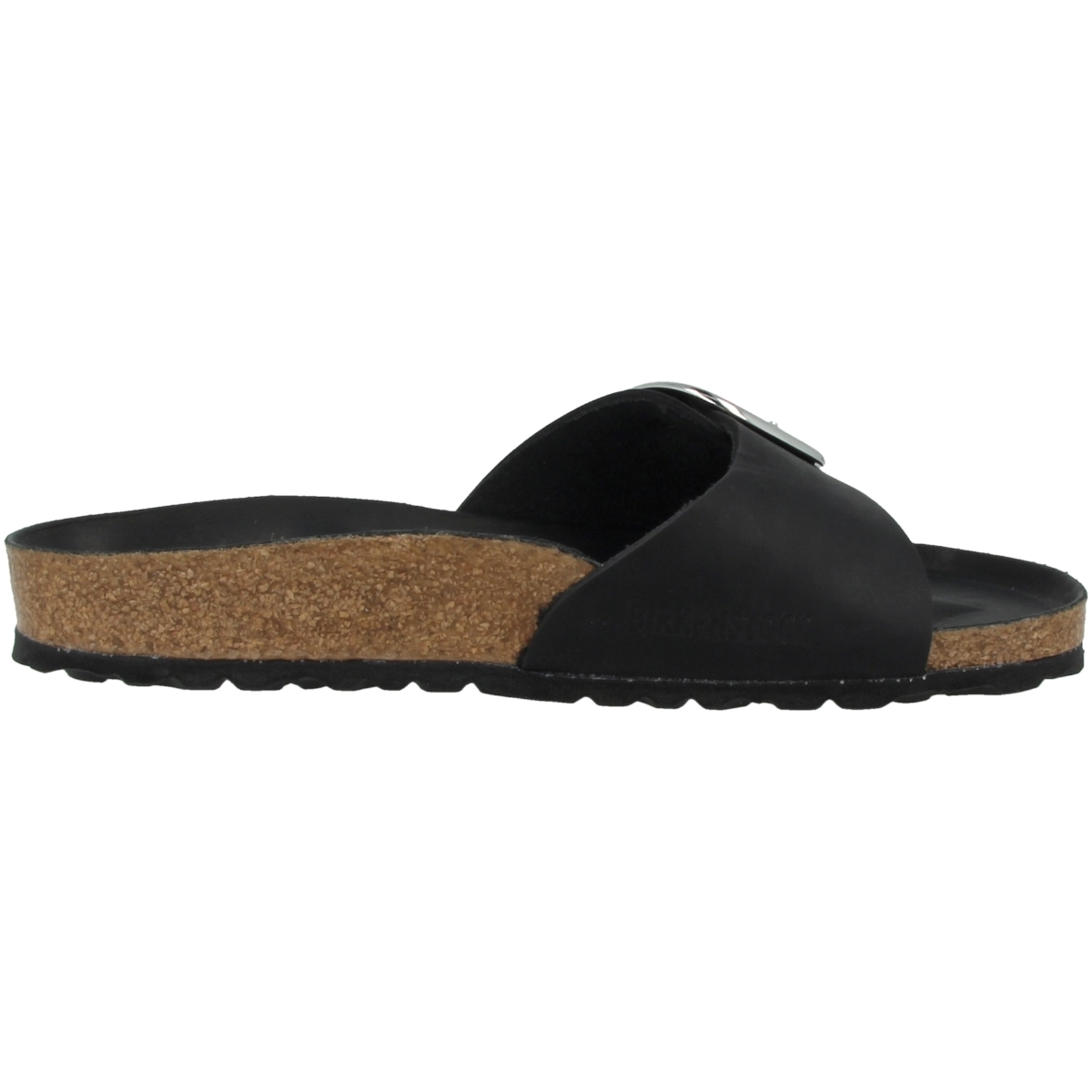 Birkenstock Madrid Big Buckle geöltes Nubukleder Sandale schmal  schwarz