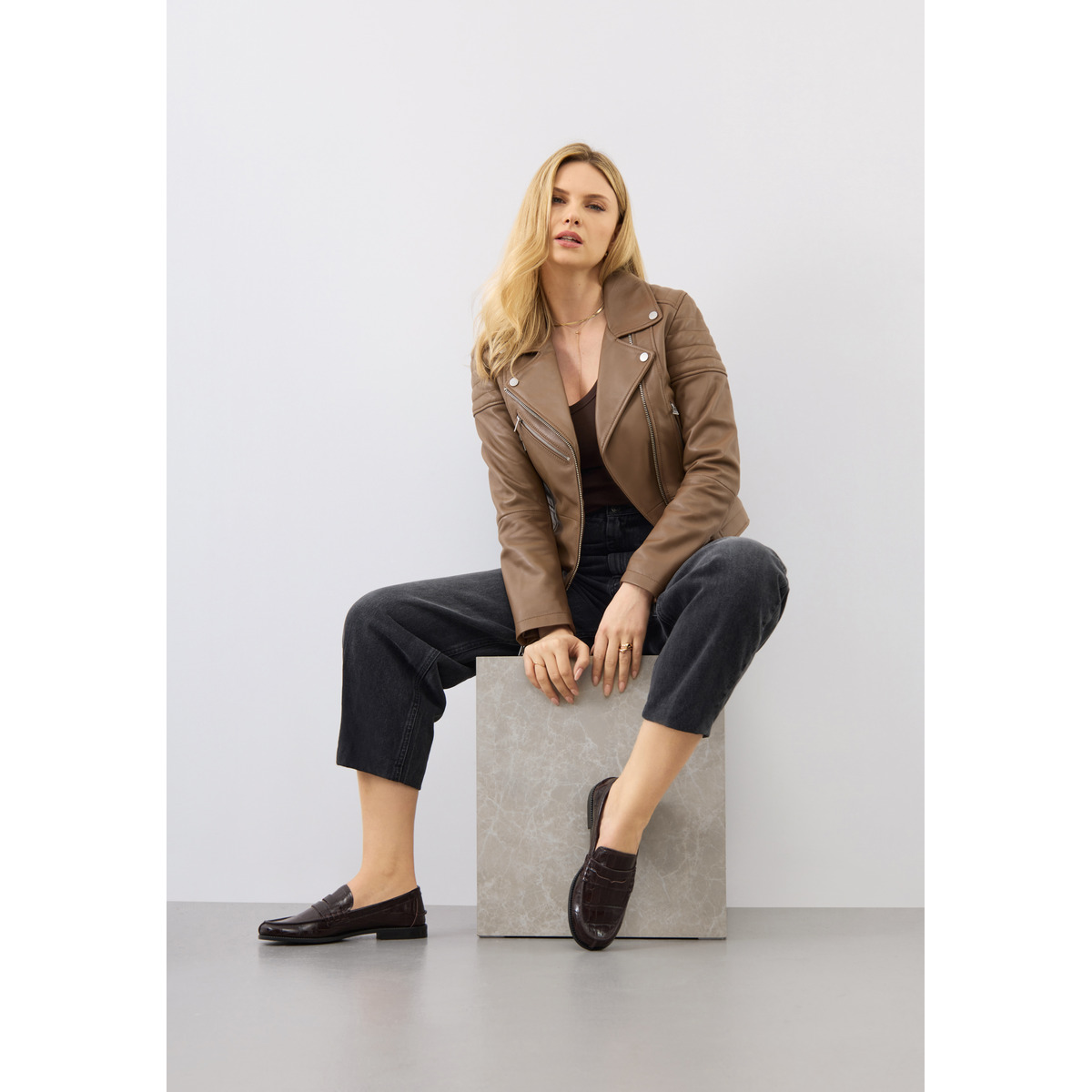 Bolongaro Trevor Jasmine Biker Lederjacke braun